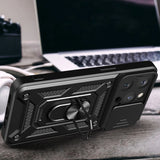 Armor Camshield Case med Stand og Camera Cover til iPhone 15 Pro Max Hybrid Armor Camshield - Blå