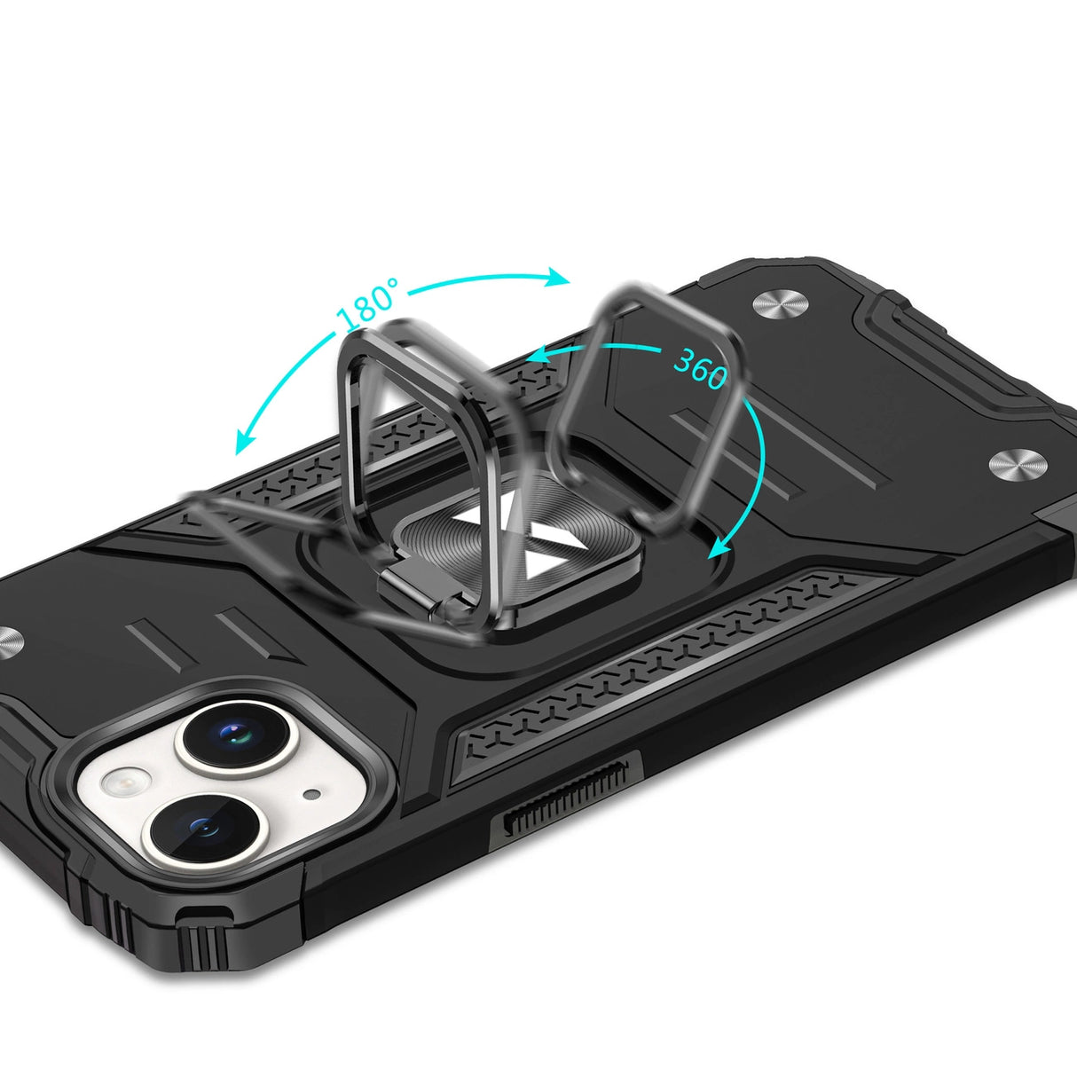 Pansret kuffert med fingerholder til iPhone 15 Plus