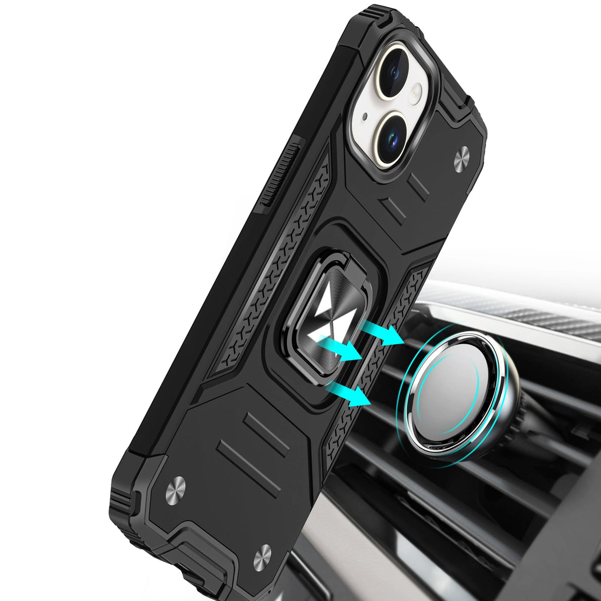 Pansret kuffert med fingerholder til iPhone 15 Plus
