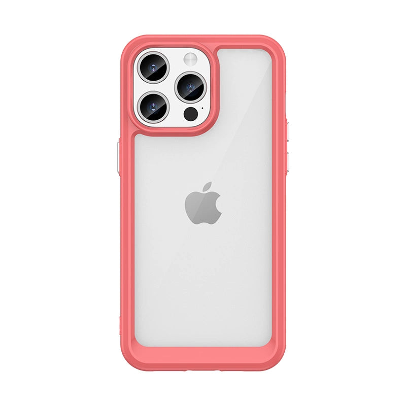 Forstærket etui med fleksibel ramme til iPhone 15 Pro Max Outer Space - rød