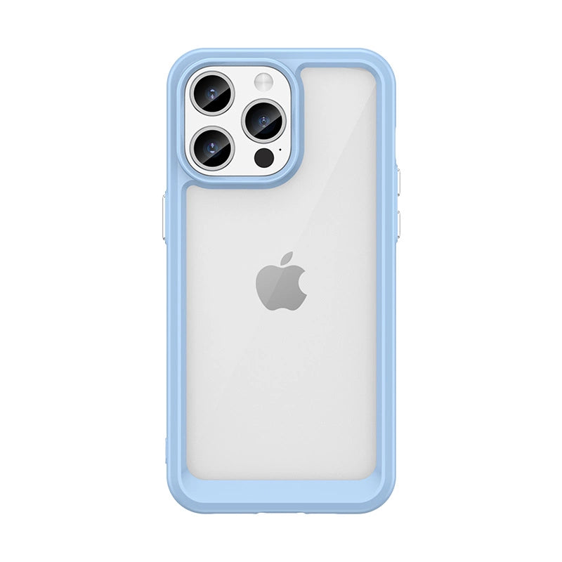 Forstærket etui med fleksibel ramme til iPhone 15 Pro Outer Space - blå