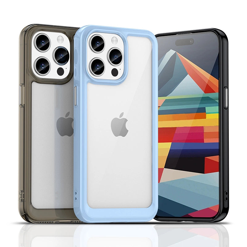 Forstærket etui med fleksibel ramme til iPhone 15 Pro Outer Space - blå