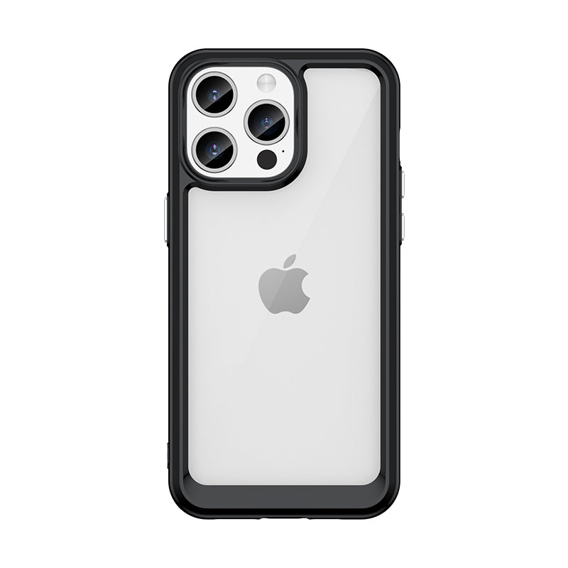 iPhone 15 Pro Outer Space forstærket kuffert med fleksibel ramme - sort