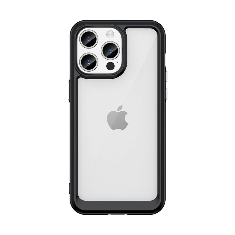 iPhone 15 Pro Outer Space forstærket kuffert med fleksibel ramme - sort