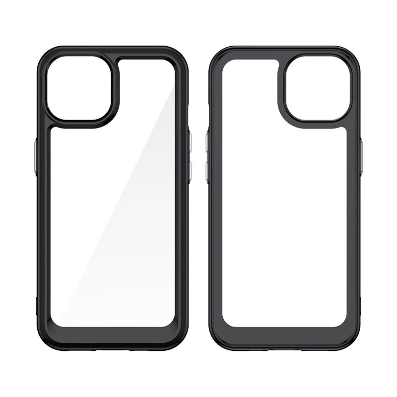 Forstærket etui med fleksibel ramme til iPhone 15 Plus Outer Space - sort