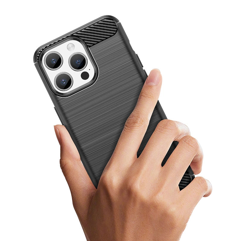 Fleksibel karbon mønster sag til iPhone 15 Pro Max Carbon Sag - blå
