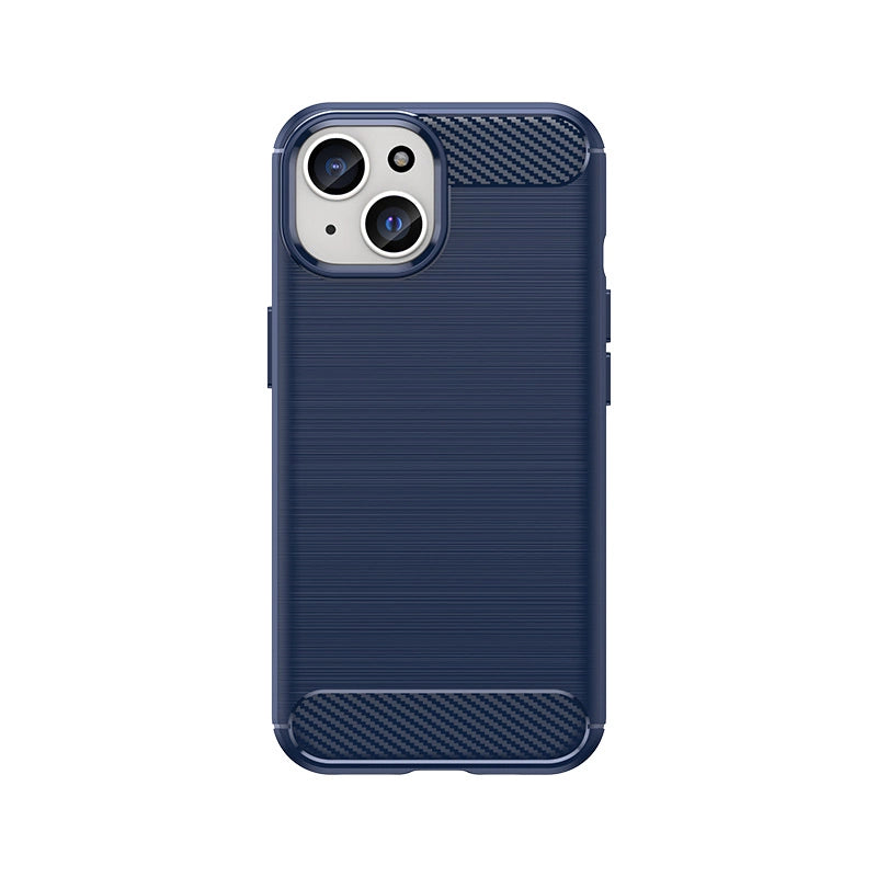 Fleksibel Carbon Case med et carbon mønster til iPhone 15 - blå