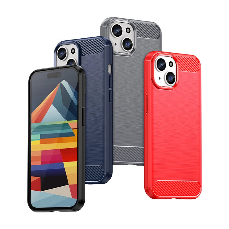 Fleksibel Carbon Case med et carbon mønster til iPhone 15 - blå