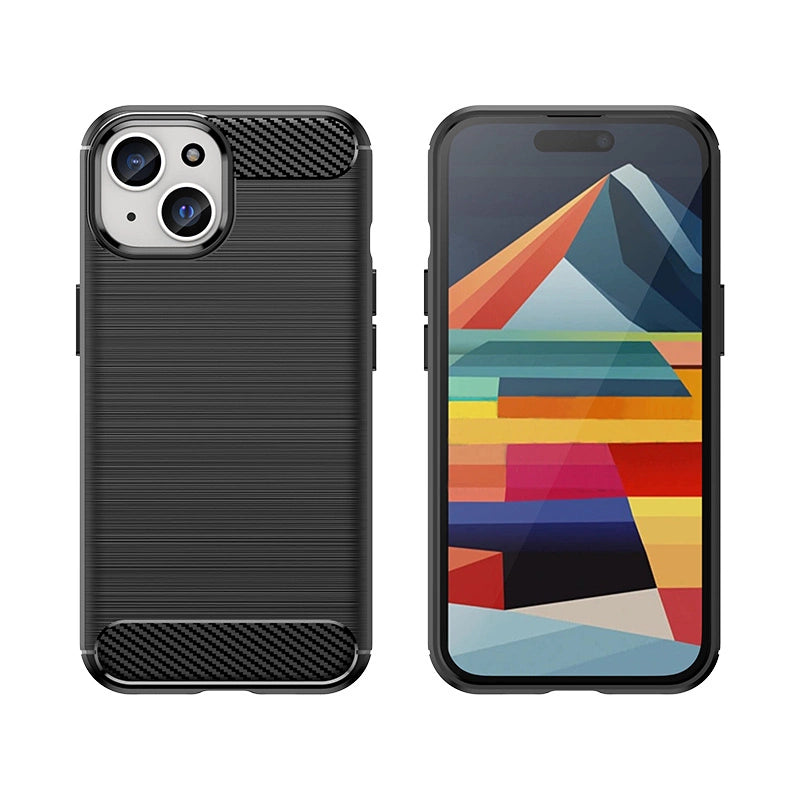 Fleksibel Carbon Case med et carbon mønster til iPhone 15 - blå