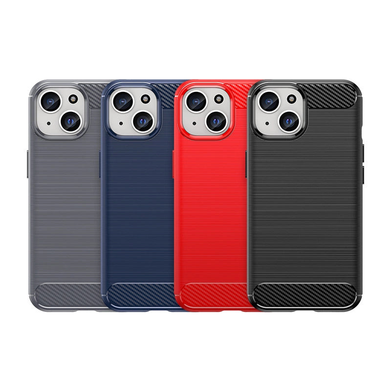 Fleksibel Carbon Case med et carbon mønster til iPhone 15 - blå