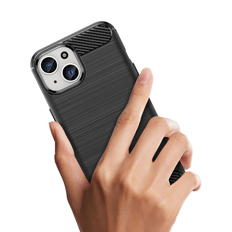Fleksibel Carbon Case med et carbon mønster til iPhone 15 - blå