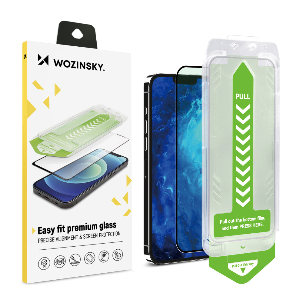 9H hærdet glas med monteringsramme til iPhone 14 Plus Wozinsky Premium Glass - sort
