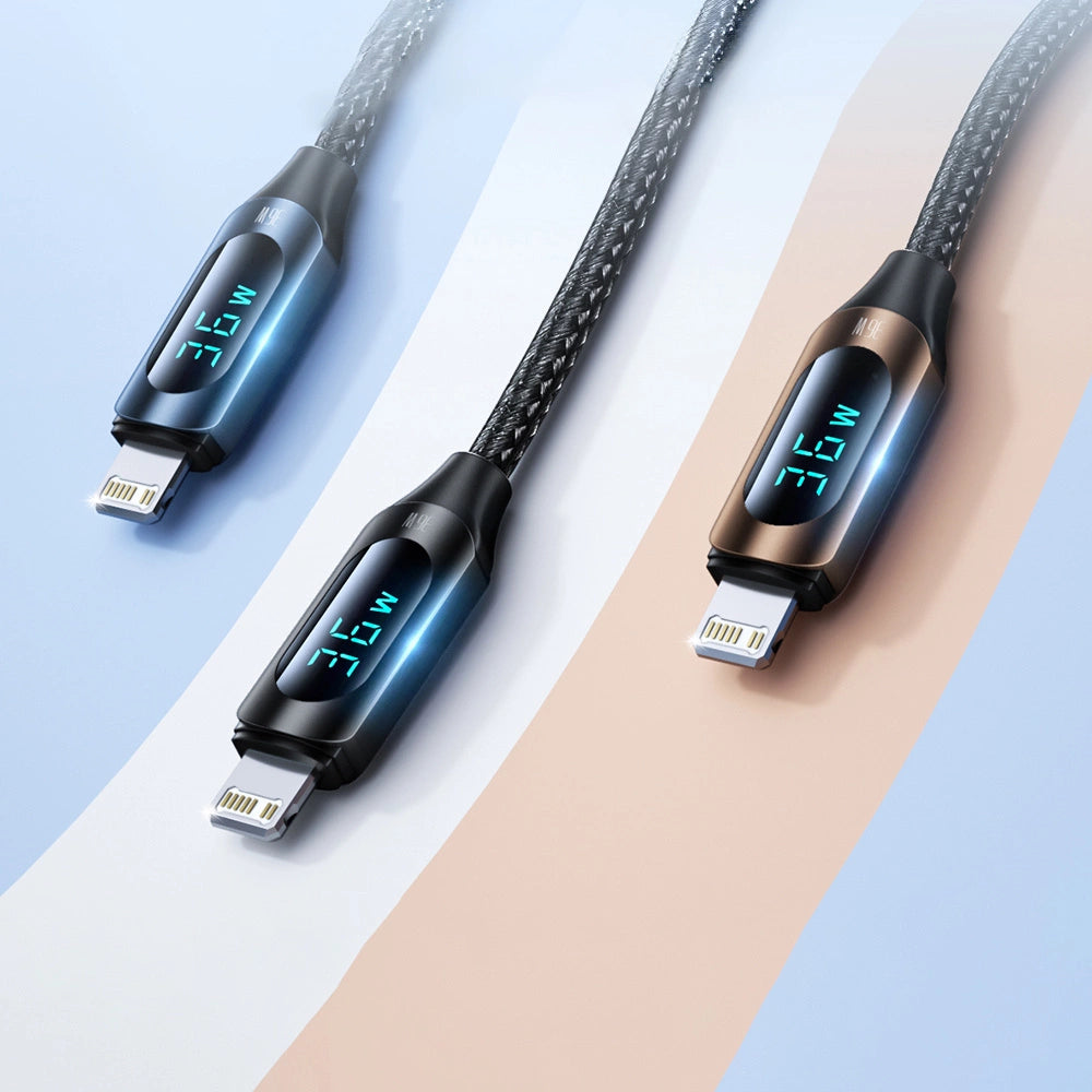 Wozinsky WUCLC2 Lightning - USB-C 36W 480Mb/s kabel 2m med display - sort