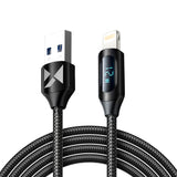 USB-A-kabel - Lightning Wozinsky WUALC2 med LED-skærm 2,4A 2m - sort