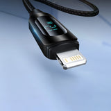 USB-A-kabel - Lightning Wozinsky WUALC1 med LED-skærm 2,4A 1m - sort