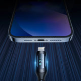 USB-A-kabel - Lightning Wozinsky WUALC1 med LED-skærm 2,4A 1m - sort