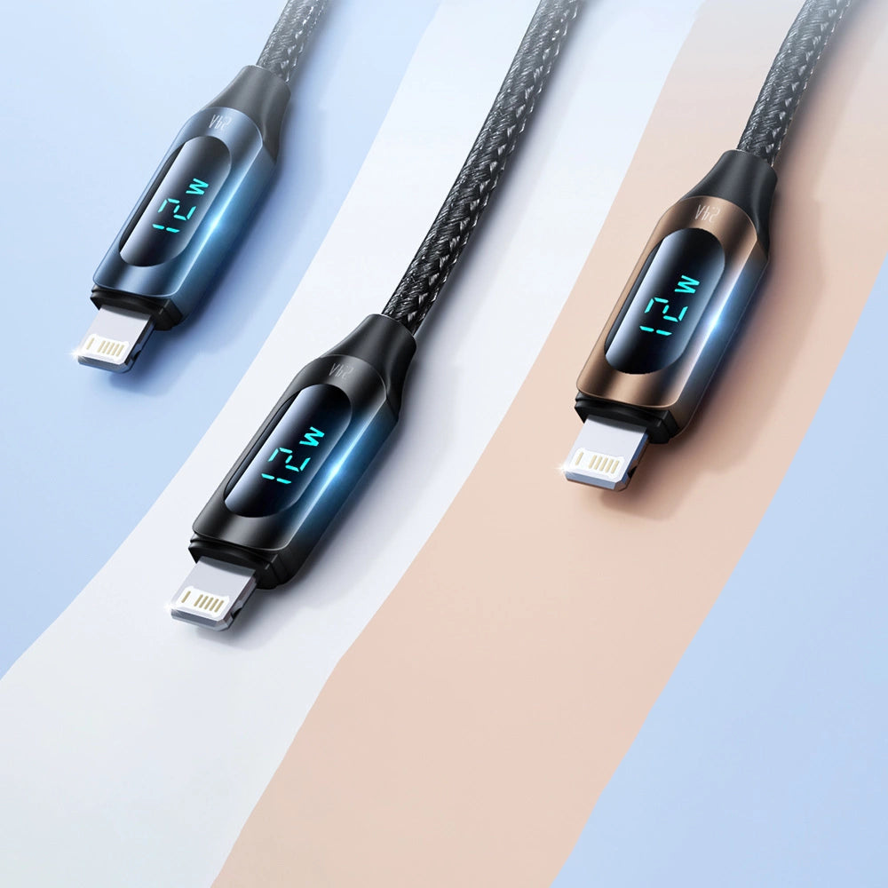 USB-A-kabel - Lightning Wozinsky WUALC1 med LED-skærm 2,4A 1m - sort