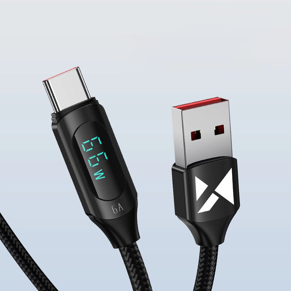 Wozinsky WUACC2 USB A - USB C-kabel med skærm 66W 6A 2m - sort