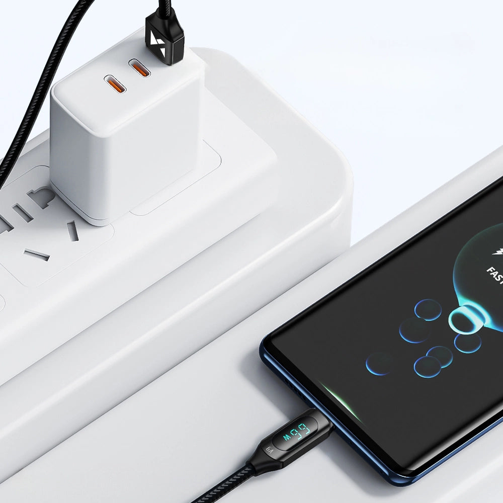 Wozinsky WUACC2 USB A - USB C-kabel med skærm 66W 6A 2m - sort