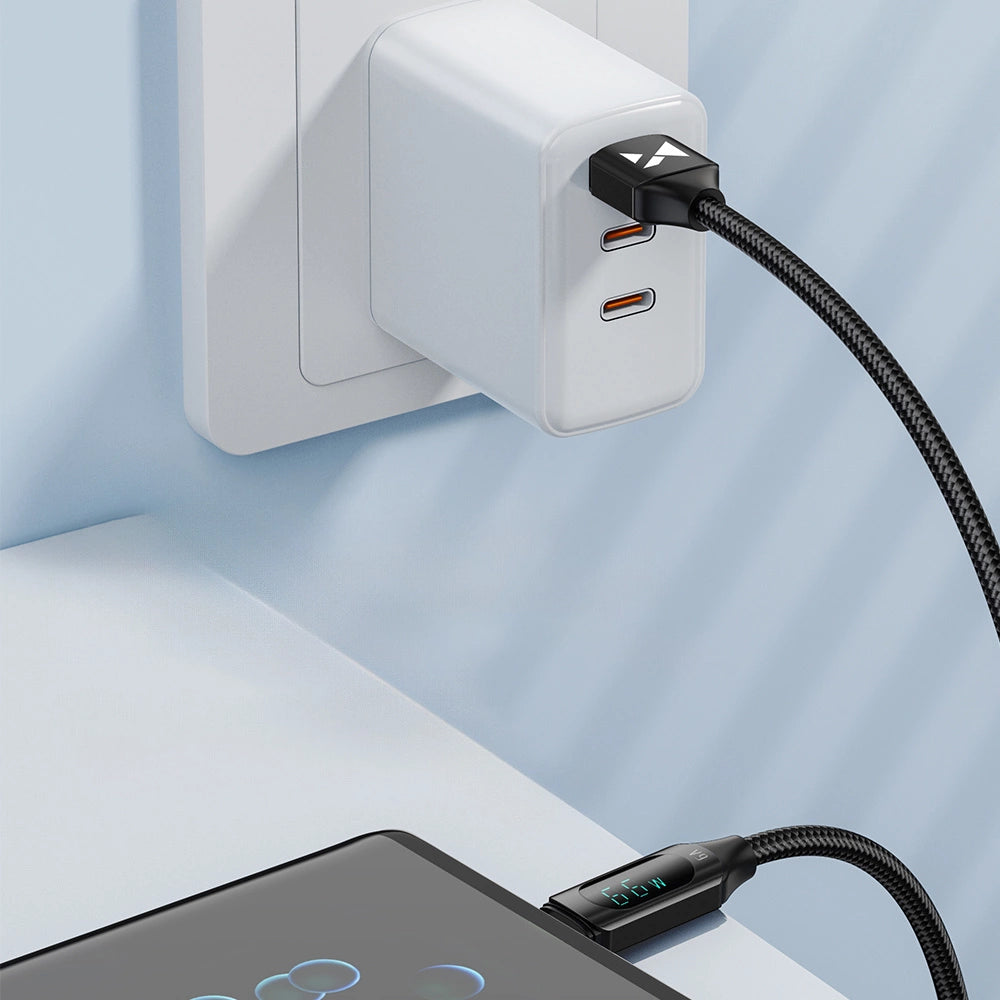 Wozinsky WUACC2 USB A - USB C-kabel med skærm 66W 6A 2m - sort