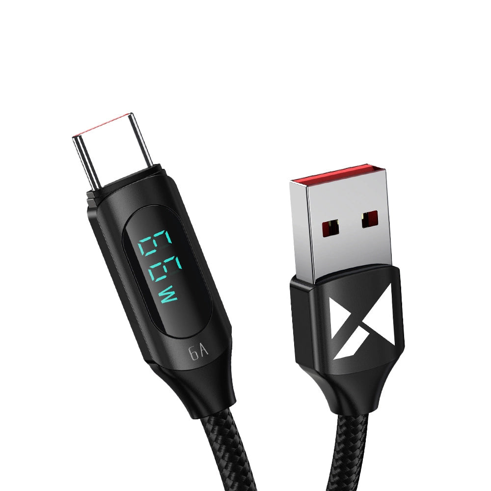 Wozinsky WUACC1 USB A - USB C-kabel med skærm 66W 6A 1m - sort