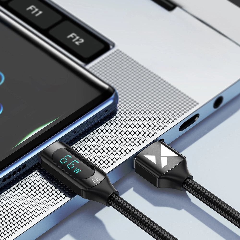 Wozinsky WUACC1 USB A - USB C-kabel med skærm 66W 6A 1m - sort