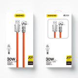Dudao L24AL USB-A - Lightning vinklet kabel med 180° rotation 30W 1m - orange