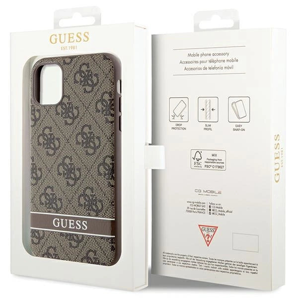 Guess GUHCN61P4SNW iPhone 11 / Xr brun/brun hardcase 4G Stripe