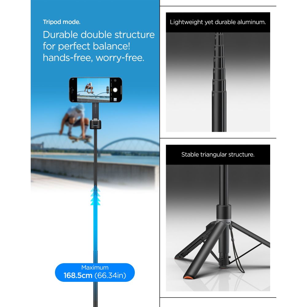 Spigen S581 W Magsafe Bluetooth Selfie Stick Stativ Sort