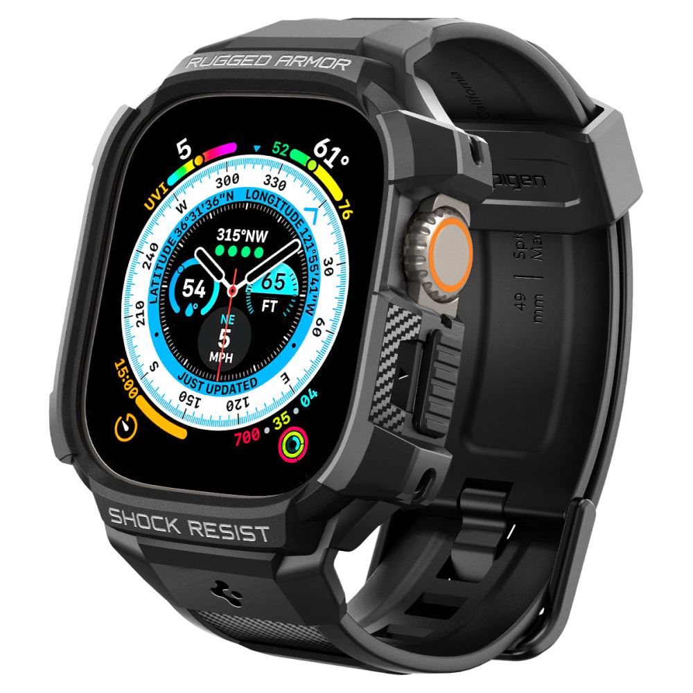 Spigen Rugged Armor ”Pro” Apple Watch Ultra 1 / 2 / 3 / 4 (49 Mm) Sort