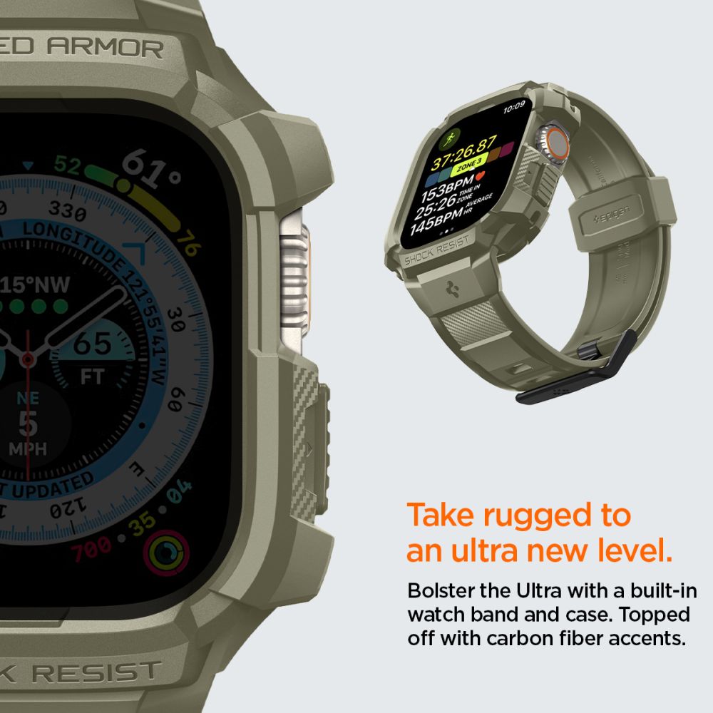 Spigen Rugged Armor ”Pro” Apple Watch Ultra 1 / 2 / 3 / 4 (49 Mm) Vintage Khaki