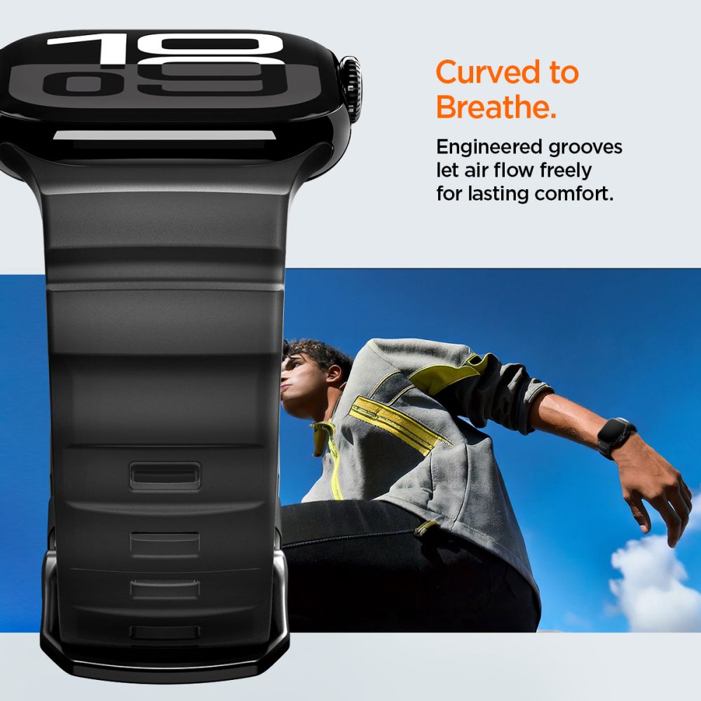 Spigen Wbs2 Remmen Til Apple Watch 8 / 9 / 10 / 11 / 12 / Se / Ultra (44 / 45 / 46 / 49 Mm) Sort