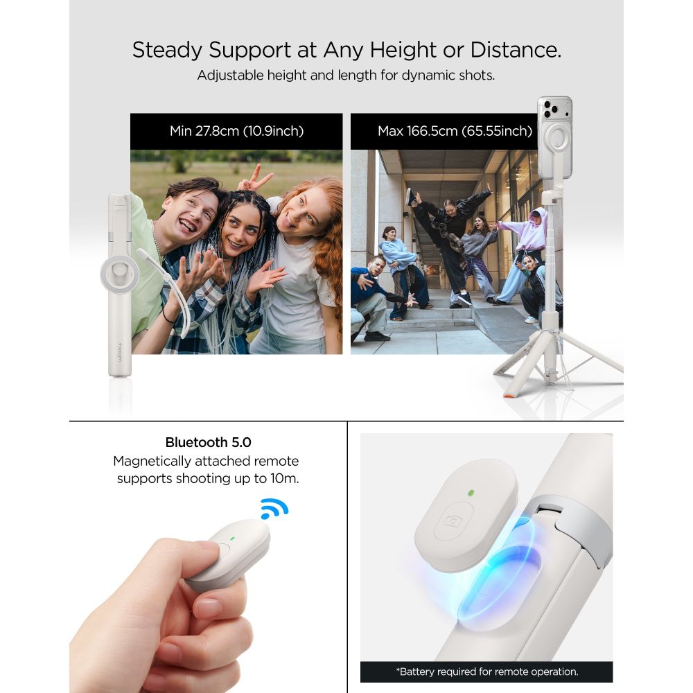 Spigen S582 W Bluetooth Selfie Stick Stativ Dune Beige