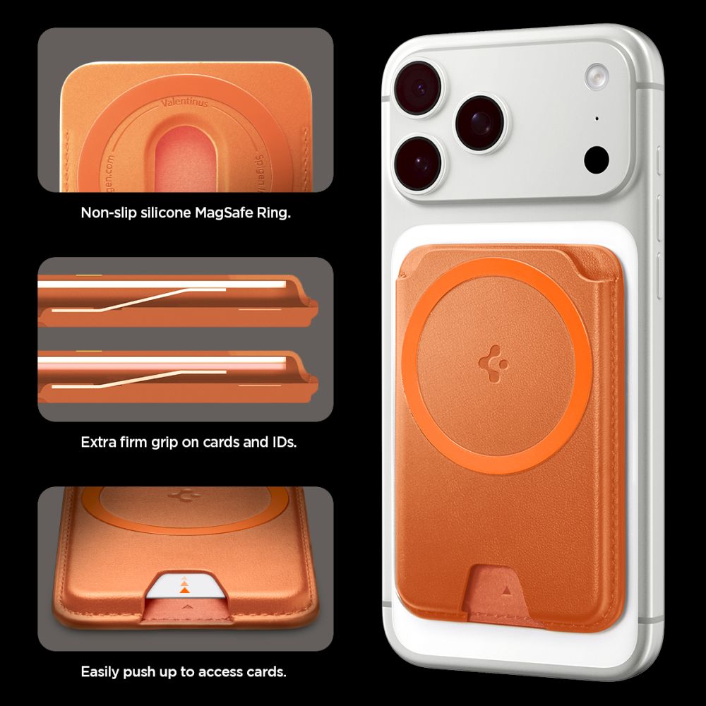 Spigen Valentinus Magfit+ Magsafe Universal Magnetisk Kortholder Metallisk Orange