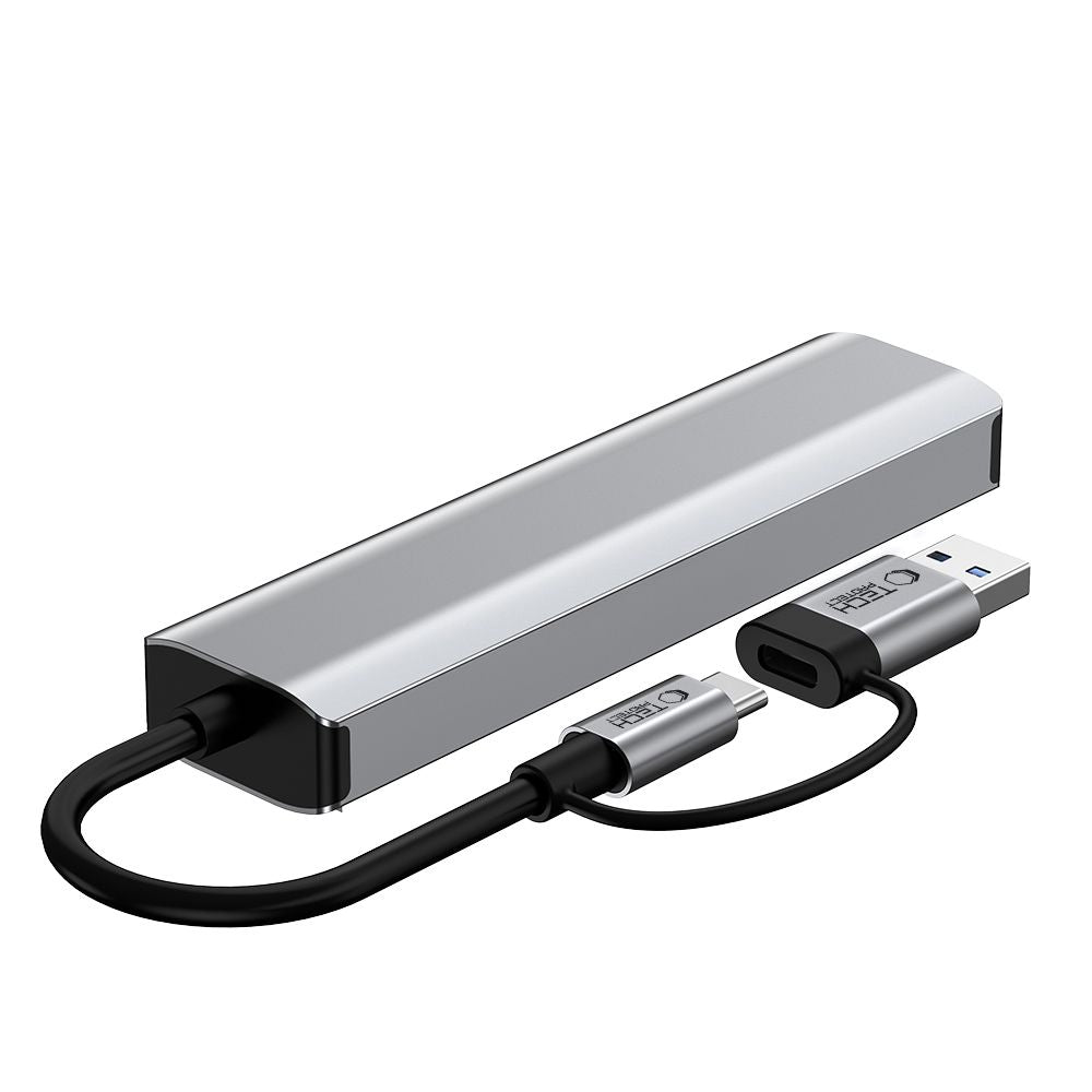 Tech Protect Hb03 Hub Adapter 5 I 1 Type C + Usb 2.0 + Usb 3.0 + Rj45 Spacegrå