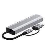 Tech Protect Hb03 Hub Adapter 5 I 1 Type C + Usb 2.0 + Usb 3.0 + Rj45 Spacegrå