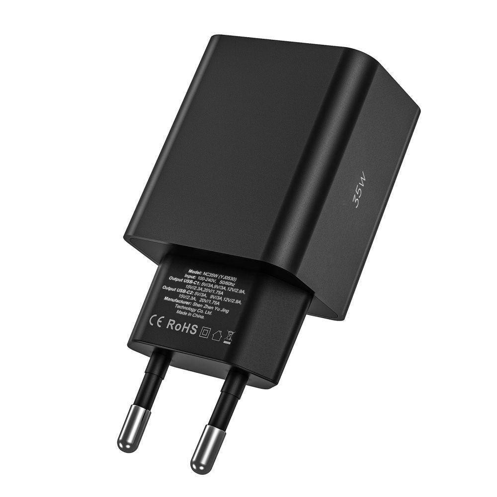 Tech Protect C35 W 2 Port Netværksopladder Pd 35 W + Type C Kabel Hvid