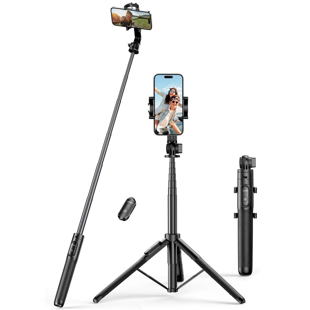 Selfie-stick / teleskopstang med stativ og Bluetooth-fjernbetjening 1,5 m Ugreen LP586 - sort