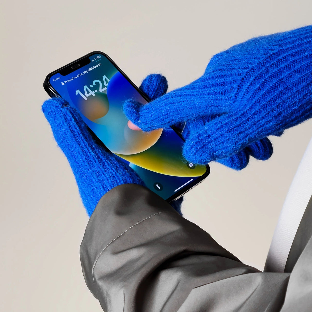 Telefonhandsker med fingerudskæringer - blå