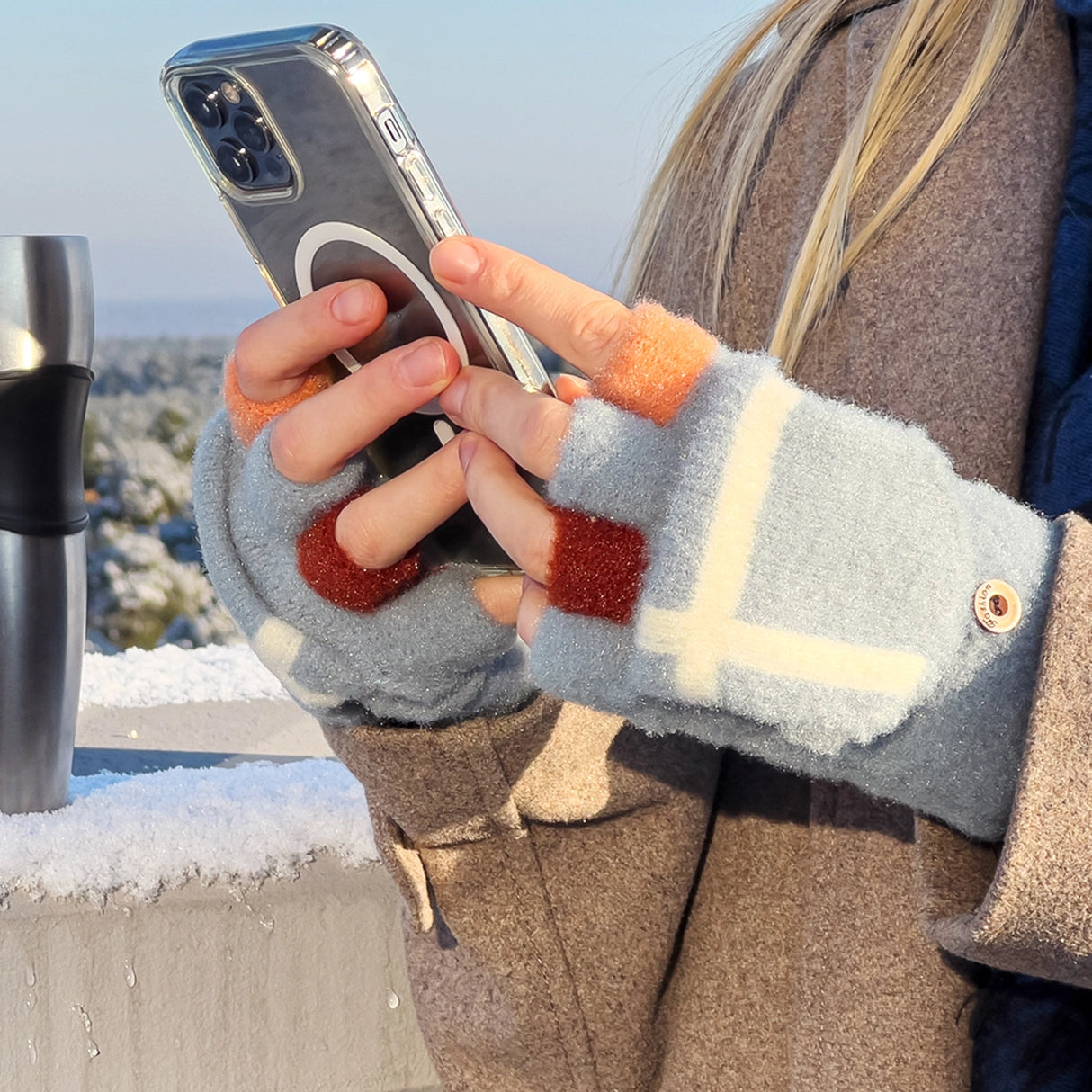Vintertelefonhandsker til kvinder/børn - lyserøde