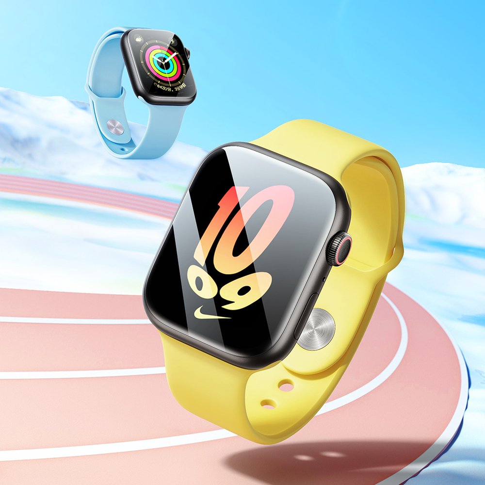Sæt af 2x Baseus NanoCrystal beskyttende film til Apple Watch 4/5/6/SE/SE 2 44mm + monteringssæt - gennemsigtigt
