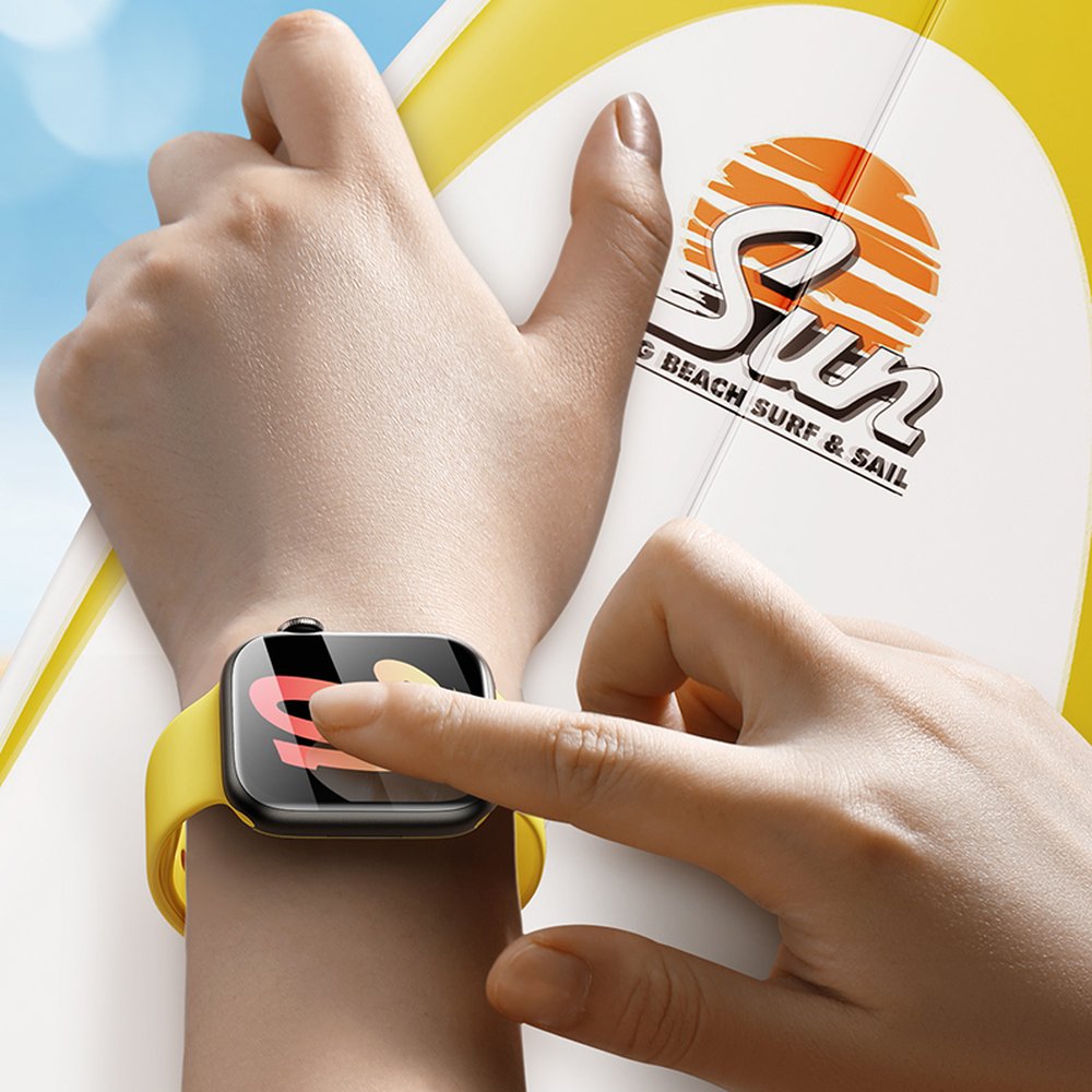 Sæt af 2x Baseus NanoCrystal beskyttende film til Apple Watch 4/5/6/SE/SE 2 44mm + monteringssæt - gennemsigtigt