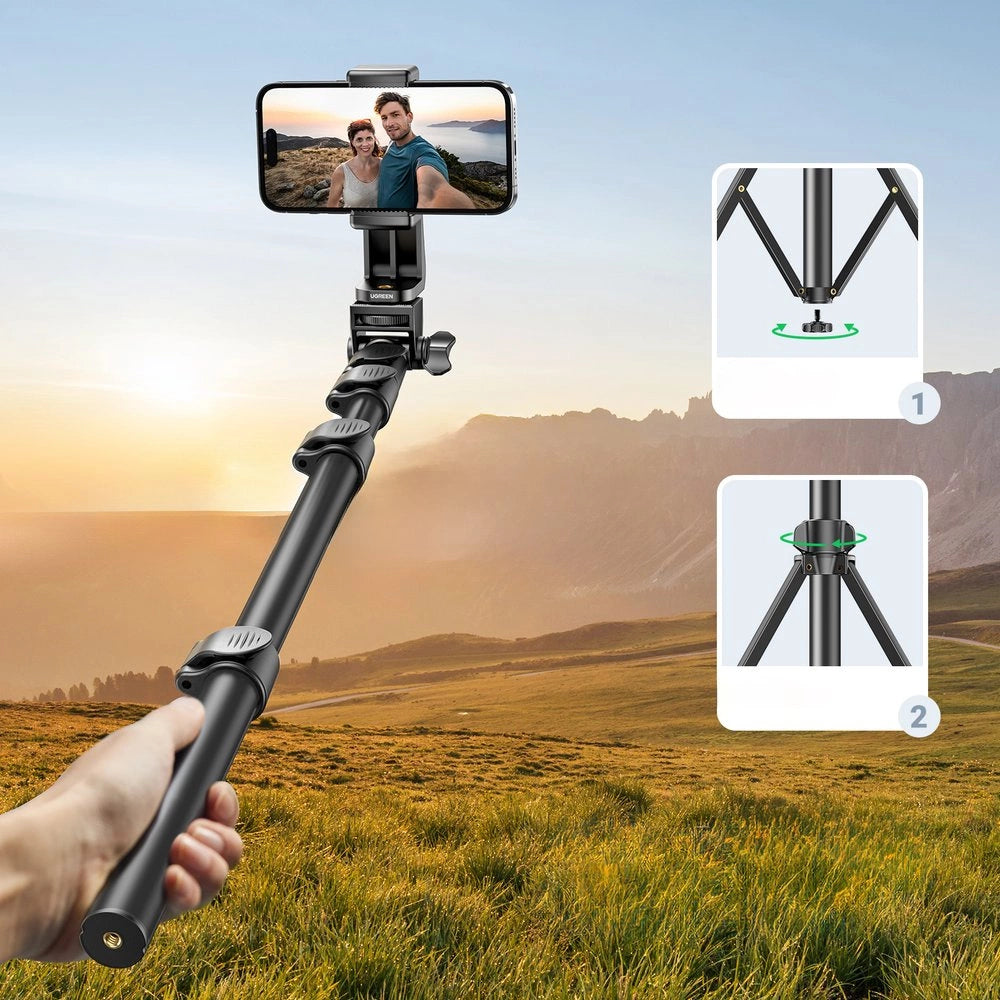 Ugreen LP680 selfie stick med stativ og Bluetooth fjernbetjening 1,8 m - sort