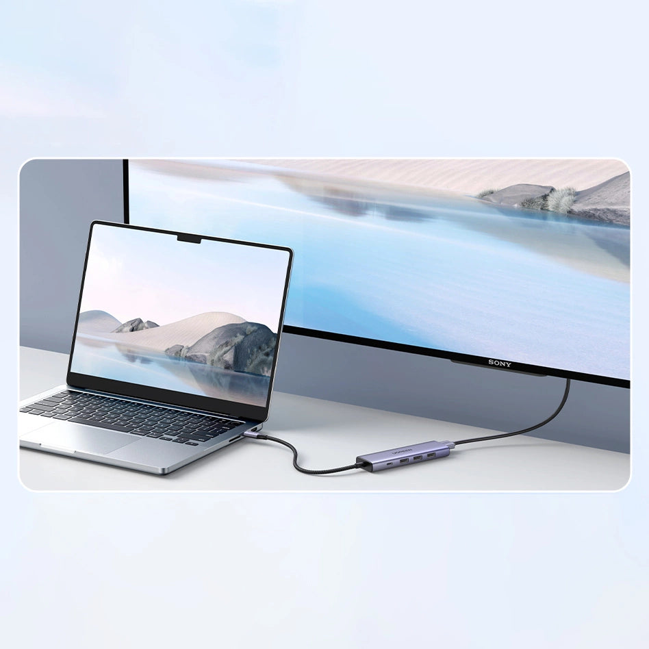 Multifunktionel HUB 5in1 USB-C - HDMI 1.4 / 3 x USB-A / USB-C PD 100W Ugreen CM511 - grå