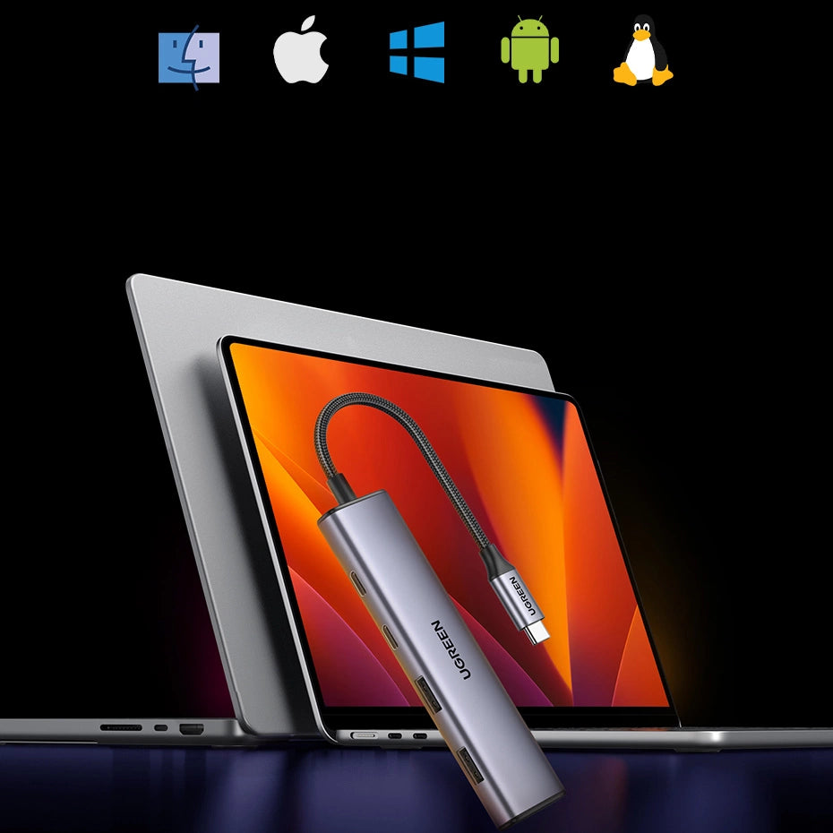 HUB USB-C - 2 x USB-A / 2 x USB-C 20 cm Grøn CM473 - grå