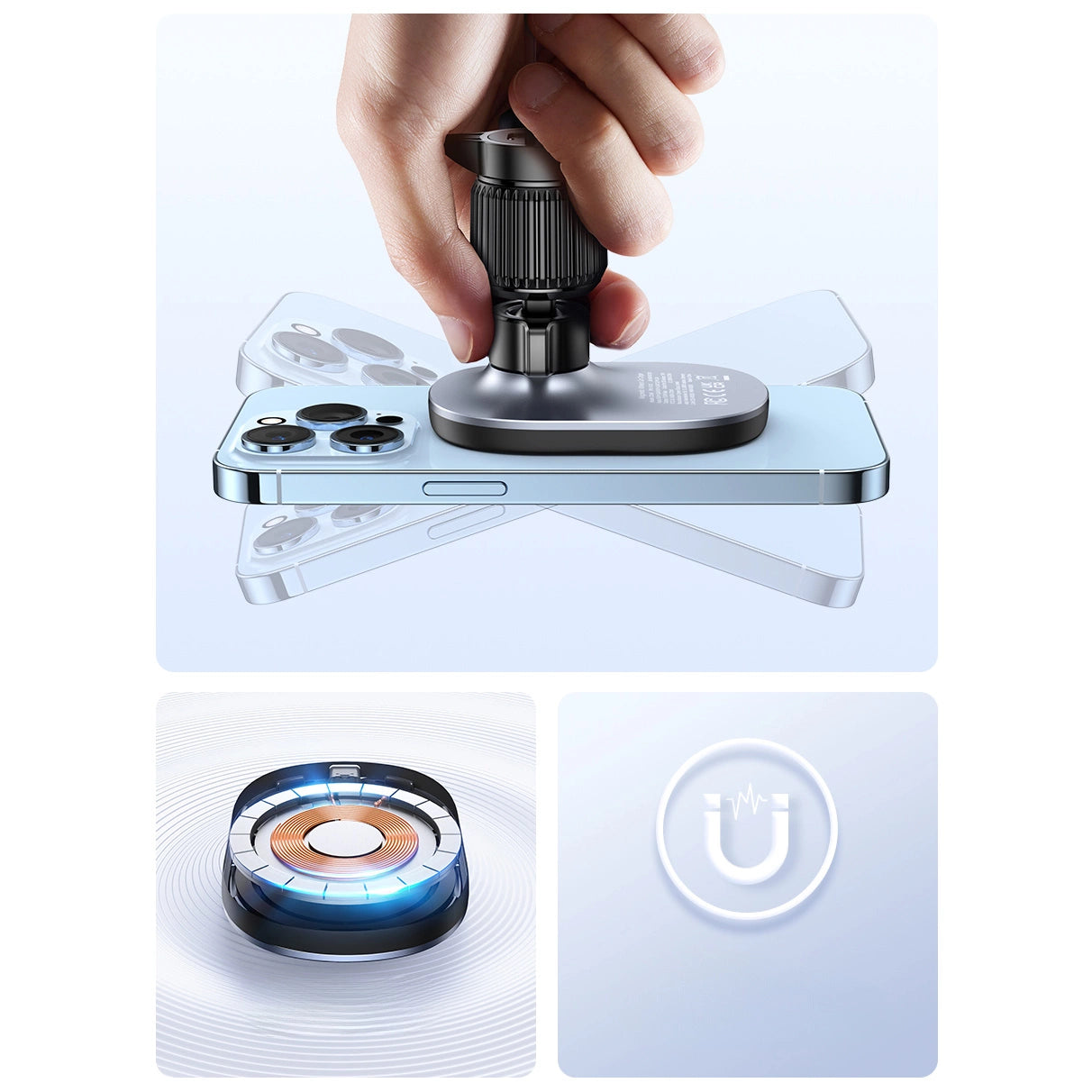 MagSafe Ugreen CD345 2-i-1-induktionsbiloplader til cockpit/vindue/ventilationsgrill - sort