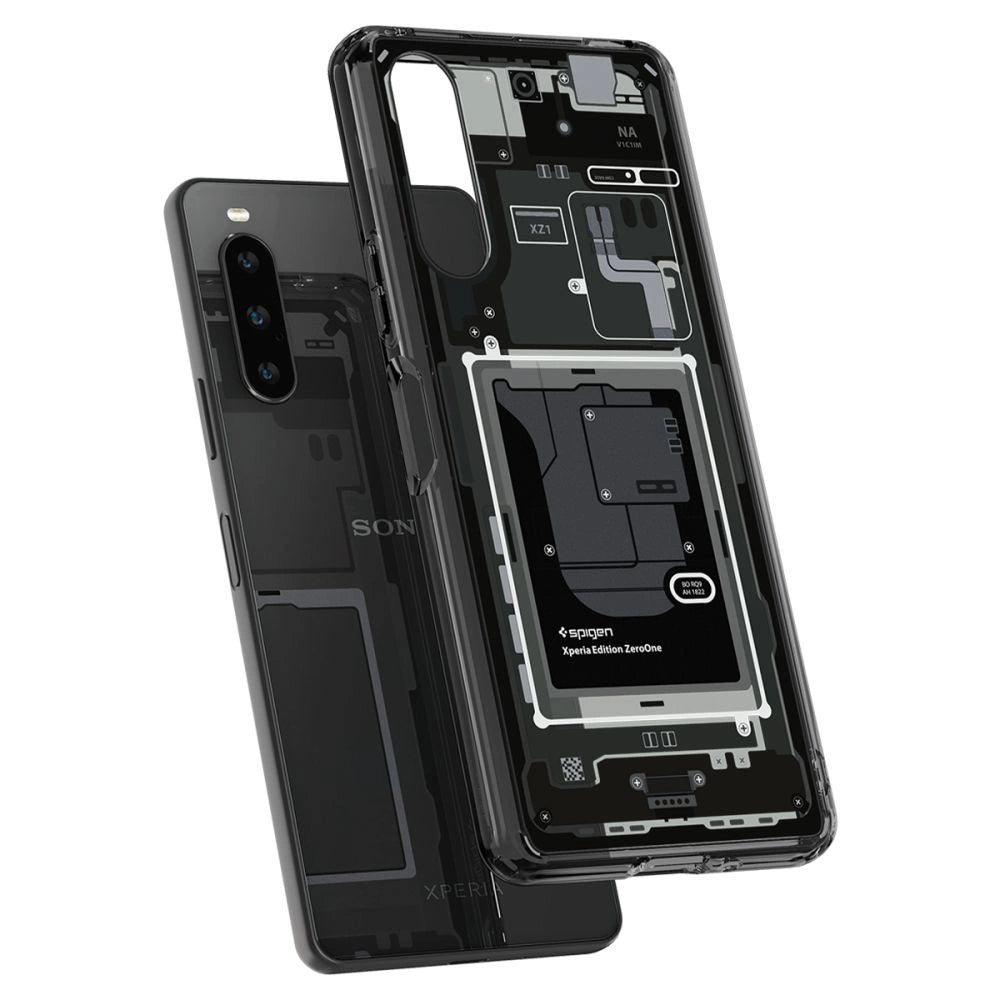 Spigen Ultra Hybrid Case til Sony Xperia 10 V - mørkgrå (Zero One Pattern)