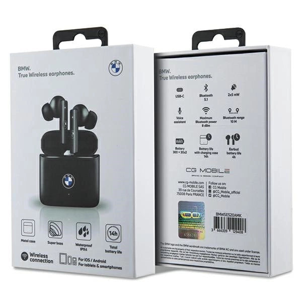 BMW Bluetooth-hovedtelefoner BMWSES20AMK TWS + docking station sort/sort Signatur