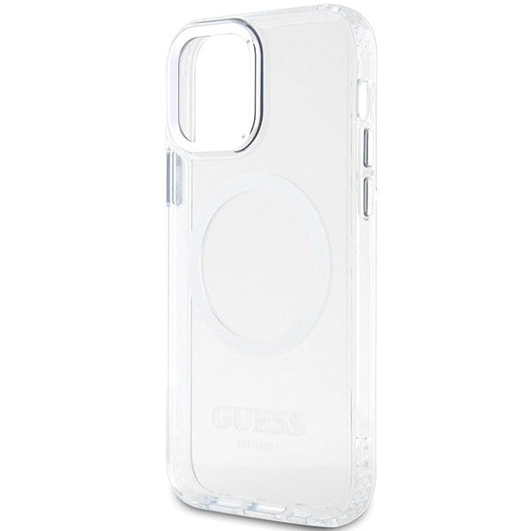 Guess Metal Outline Magsafe-kasse til iPhone 12 / iPhone 12 Pro - sølv