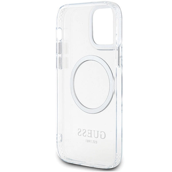 Guess Metal Outline Magsafe-kasse til iPhone 12 / iPhone 12 Pro - sølv